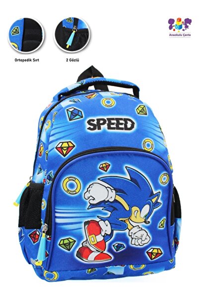 miço kids 2 Compartment Sonic Kindergarten Bag - Boy's Bag Nursery Bag Sonic Bag