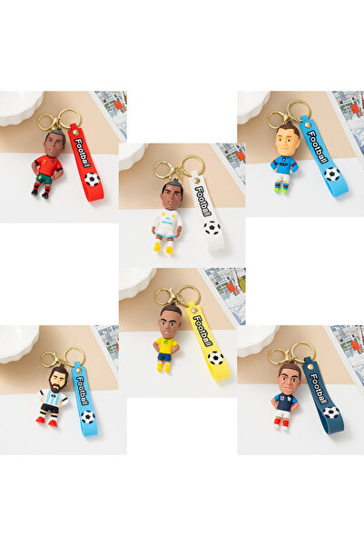 Choice1 1 6pack pcv Football Figure Keychain Jewelry Bag Pendent Keyring Coll...