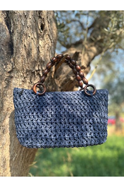 Genel Markalar MED BAG Mykonos El Örgüsü Kağıt İp Kadın Omuz Çantası - Ahşap ...