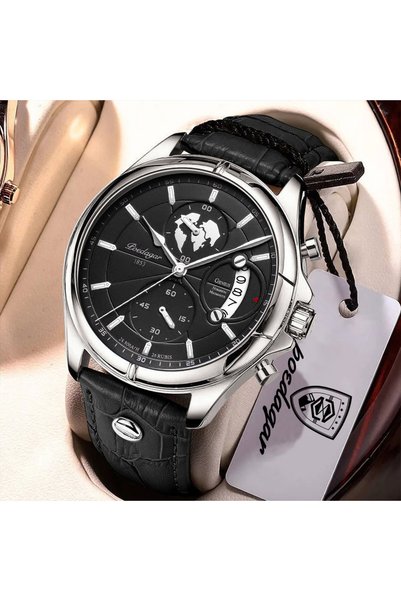 Choice6 989 Silver Black L POEDAGAR Functional Man Watch Chronograph Date Wat...