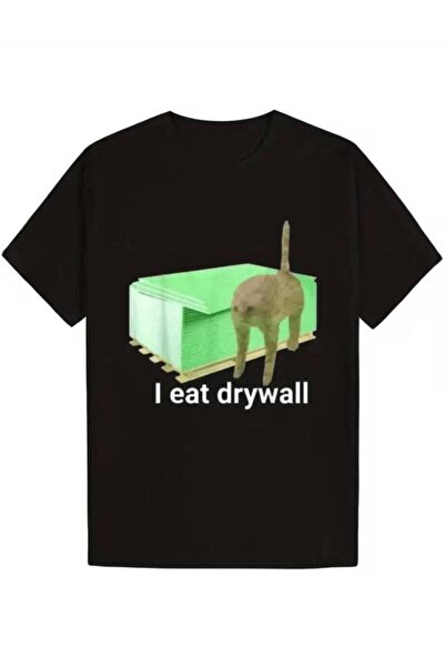 NOURAM تي شيرت رجالي بأكمام قصيرة مع نص مطبوع مرح بعبارة 'I Eat Drywall'، ذو ...