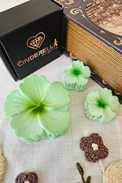 Cinderella Set of 3 Water Green Japanese Rose Hibiscus Flower Hairpin Buckle ...