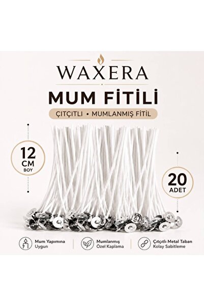12 cm Çıtçıtlı Mum Fitili – Mumlanmış Fitil – 20 Adet