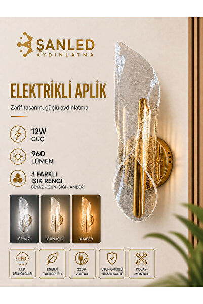 ŞANLED Dekoratif 12W İç Mekan Bronz Kasa 3 renkli Işık Modern Duvar Aplik Ele...