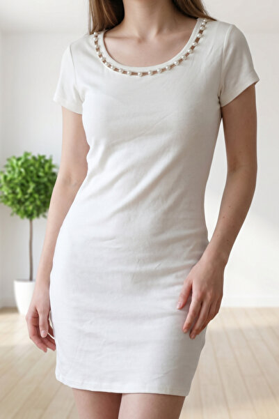 OEM Rochie casual elegantă de damă, cu croială cambrată, mâneci scurte, decol...