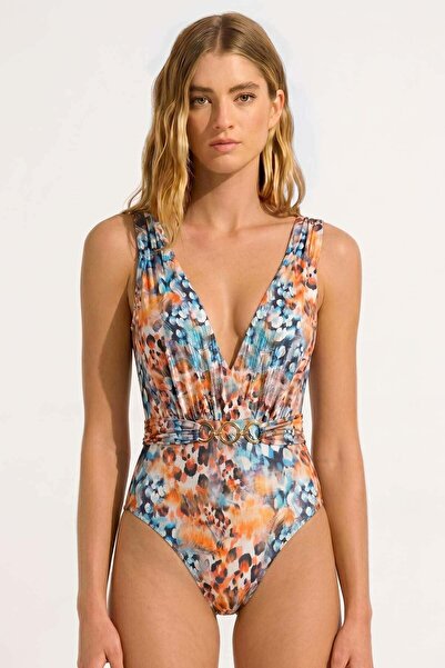 Aytuğ&Mısırlı Egyptian Accessory V-Cut Swimsuit Multi-Colored