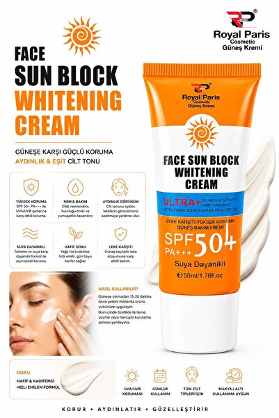 RP Royal Paris Cosmetic Leke Karşıtı Güneş Kremi SPF 50+ Aydınlatıcı Renk Tonu Eşitleyici Yüksek Koruma Bakım Kremi