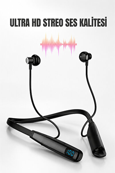 NEFFO Boyun Askılı Kablosuz Dijital Göstergeli Bluetooth Sporcu Kulaklığı 120...