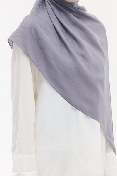 cs camellia scarf Şal din ramie jacquard cu model baklava - Gri