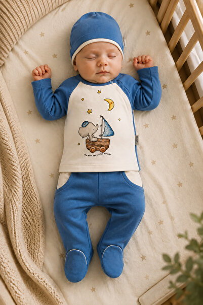 Beniizle Elephant Printed 3-Piece Baby Hospital Outfit