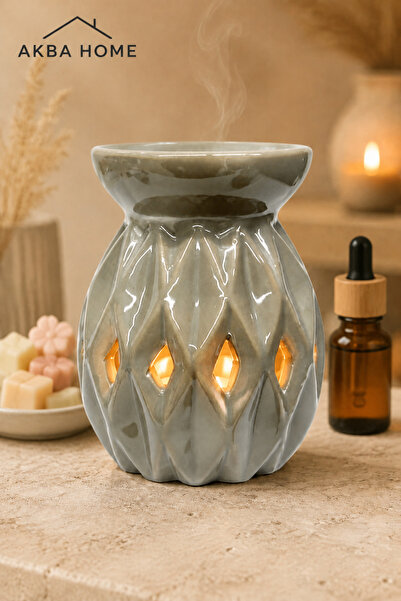 AKBA HOME Seramik Buhurdanlık Dekoratif Mumluk, Koku Yağı ve Wax Uyumlu Aroma...