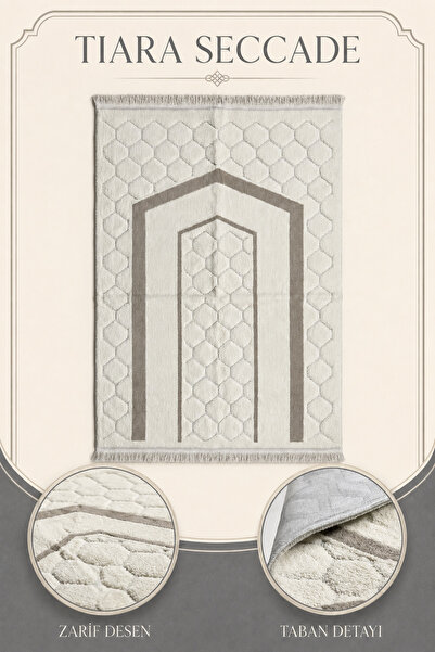 İlkbenaldim Tiara Seccade Velvet Soft Textured Premium Prayer Mat Honeycomb P...