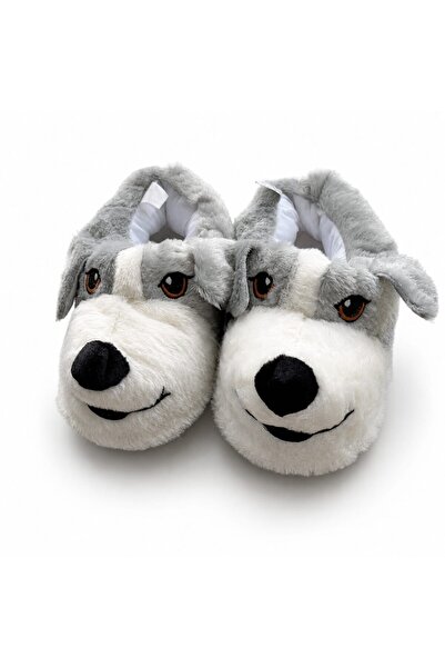 ZERDALİFE Doggy Panduf Plush Soft Winter Home Slippers with Animal Figures