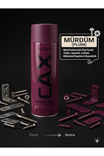 caxcolors CAX Akrilik Sprey Boya 400ml - Metal Hırdavat Vida Bağlantı Aparatı...