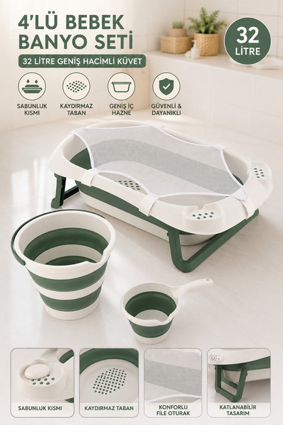 Zuu Baby Drop Seri 4’lü Bebek Banyo Seti BEYAZ --FİLELİ