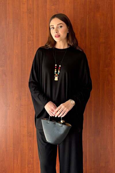 Ceylan Otantik Μαύρο Βισκόζ Μπέισικ Μποντι " (Black Viscose Basic Bodysuit) -...