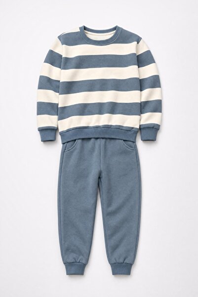 Perendi Boys' Striped Sweatshirt and Jogger Bottom Set