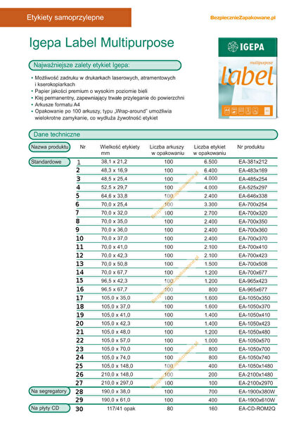 NO BRAND Etichete adezive Igepa, 210x148mm (2 per A4) 100 FOI albe x 2 OP