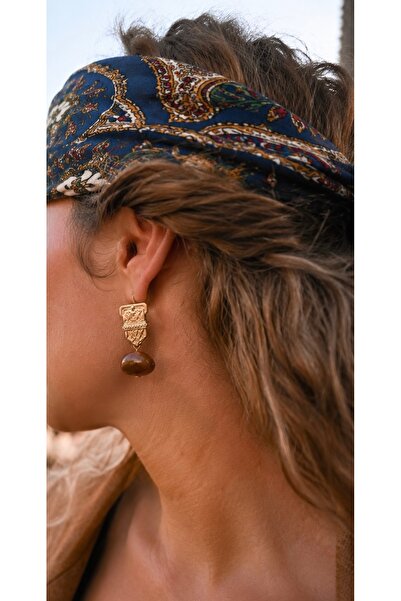 Markiz Takı Tiger Eye Natural Stone Earrings