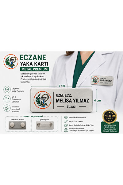 İZMOTTO ECZANE ECZACI ÖZEL YAKA İSİMLİK PREMIUM 2 ADET