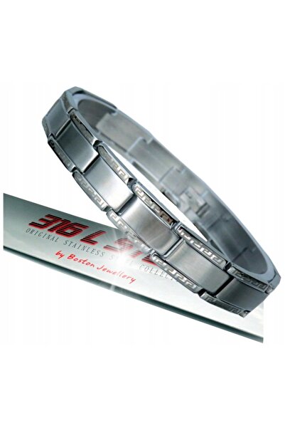 Boston Jewellery BRĂȚARĂ DE ARGINT PENTRU BĂRBAȚI DIN OȚEL CHIRurgical 316L
