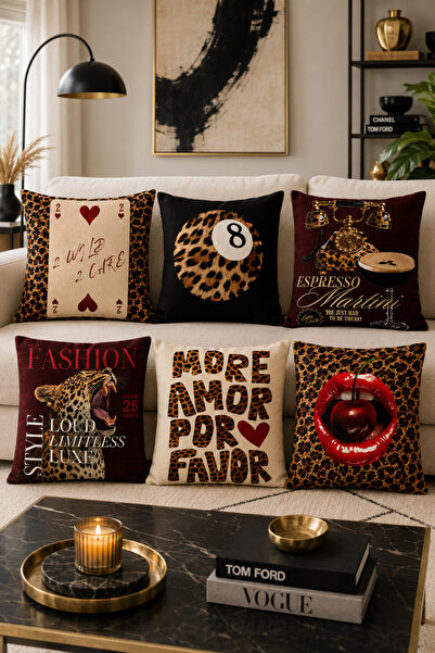 stellahomes Set of 6 Leopard Pattern Decorative Throw Pillow Covers – Retro P...