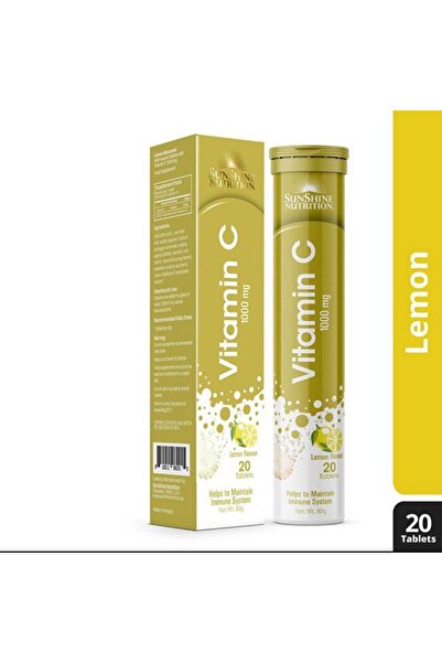 SUNSHINE VITAMIN C 1000 MG LEMON EFFERVESCENT TABLETS 20'S