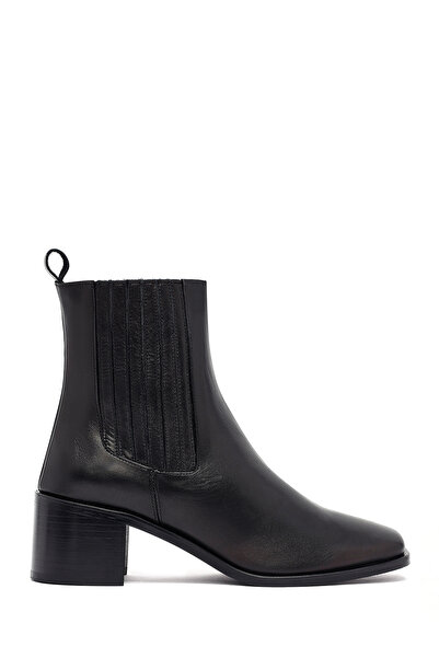 Derimod Women's Black Thick Heeled Leather Chelsea Boots Wf190013Dv