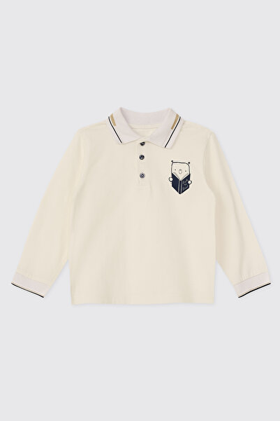 Panço Erkek Bebek Polo Yakalı Ekru Tişört