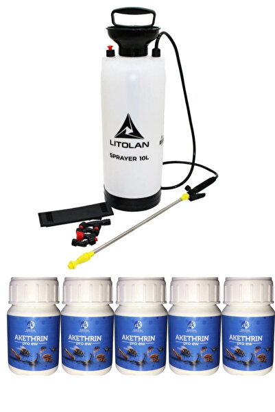 Akethrin PRO EW 50ML 5 Adet Kırkayak Akrep Haşere Böcek Sinek İlacı/10LT Lito...