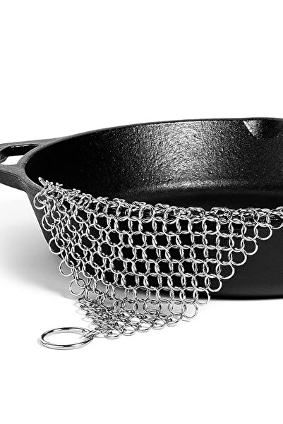 Generic Brand Cast Iron Scrubber, 8"x6" Stainless Steel Chainmail Cleaner for...