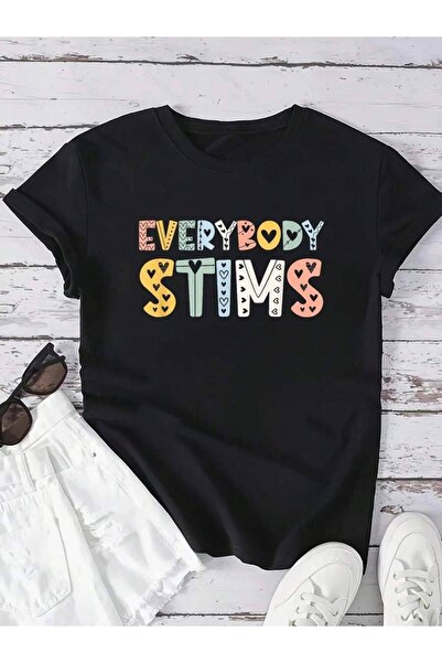 k222 Everybody Stims Autism Awareness Rainbow Choose Kindness Fun Graphic T-S...