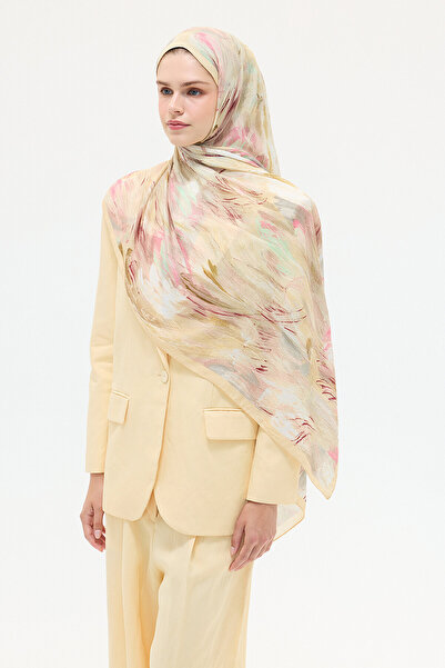 cs camellia scarf Terra Kraş Şal - Pembe-Sarı
