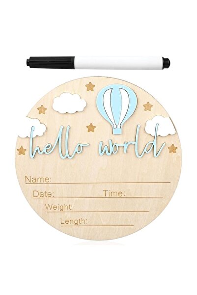 Generic Brand Personalized Wooden Baby Announcement Sign - Hello World Newbor...