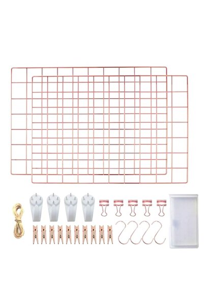 Generic Photo Wall Grid Rose Gold - Pin Board Grid Wall - Metal Grid Decorati...