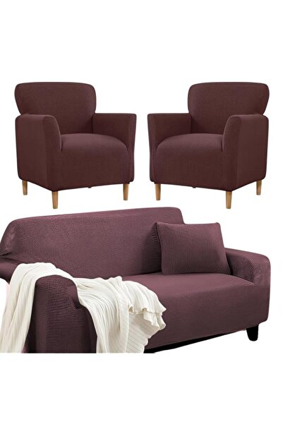 Generic Brand HOME DWELL BROWN Armrest Sofa Cover Set - 220 GSM Waterproof, S...