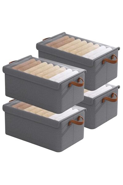 Generic URbazaar 4 Pack Drawer Organizer Bins with Transparent Cover and Hand...