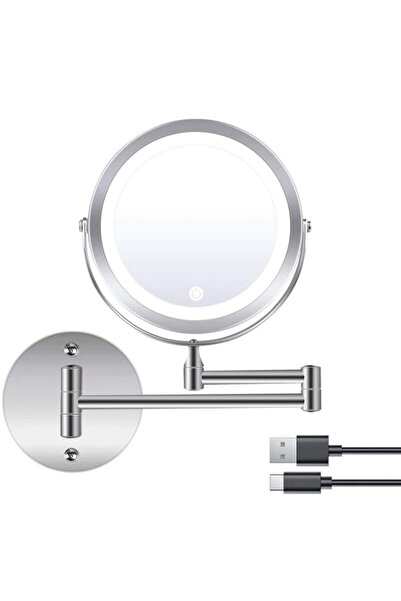 Generic Brand Wall Mounted Lighted Makeup Mirror, Rechargeable 8 inches Bathr...