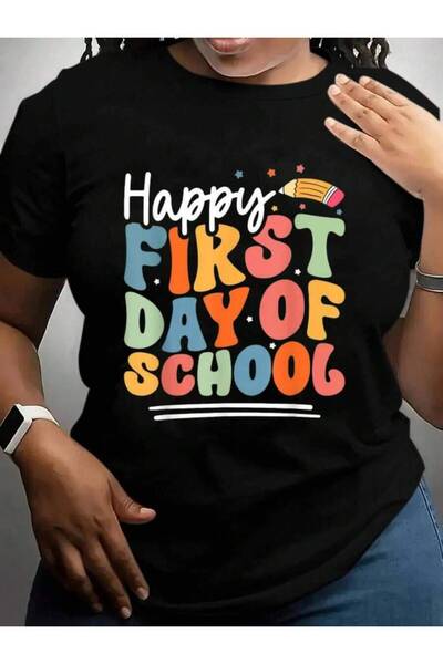 25W Happy First Day Of Teacher Groovy Back To School Black Graphic T Shirts Tee