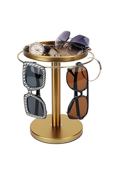 Generic 360° Rotating Sunglass Organizer with Jewelry Tray, Stainless Steel G...