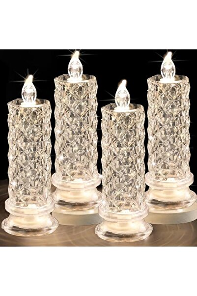 Generic LED Crystal Candle Lights, Rose Shadow LED Flameless Candles, 4PCS Ba...