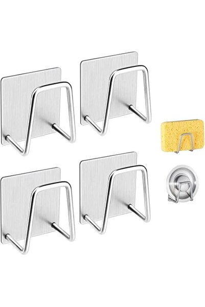 Generic Aputue Adhesive Sponge Holder, 4 PCS Stainless Steel Sponge Rack with...
