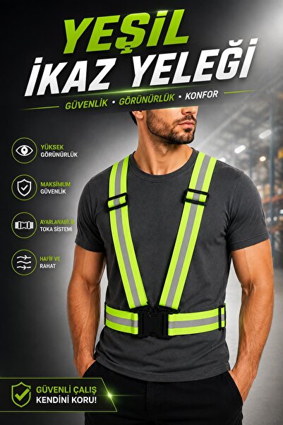 NZB Green Warning Vest with Phosphorescent Reflector Practical Biker Cycling ...