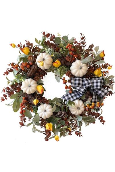 Generic Brand Jaffiust 24 inch Large Farmhouse Fall Wreath Decor for Front Do...