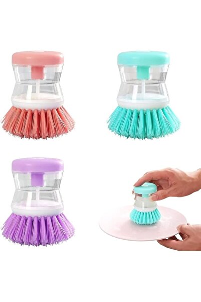 Generic Soap Dispensing Palm Brush Scrubber with Comfort Grip Handle | Dish B...