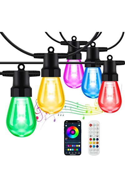 Generic Brand S14 Bulb Outdoor String Lights12M Smart RGBIC Warm White Patio ...