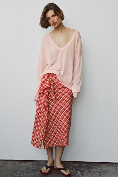 Butic Allbucks Za *Ra Zw Collection Plaid Midi Skirt Abzra00065