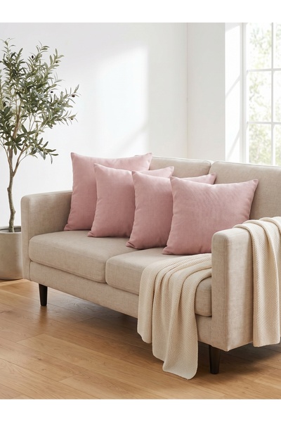 ELİTE COLLECTİON Set of 4 Velvet Cushion Covers 45X45 cm - Velvet Fabric Deco...