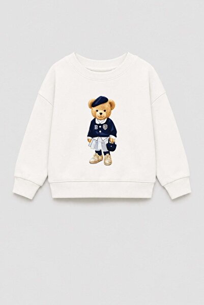 Monila Girl's 3 Thread Fabric Cotton Teddy Bear Printed Sweatshirt