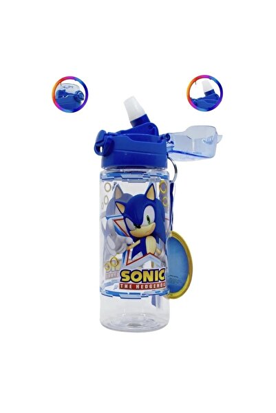 bunelo Çocuklar İçin Sonic Desenli Pipetli Su Matarası